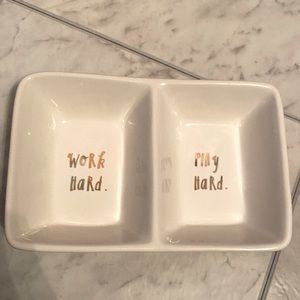 Rae Dunn Work Hard Play Hard Trinket dish holder- NEW